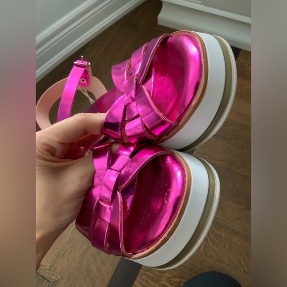 VERDEROSMARINO Barbiecore Metallic Pink Ankle Strap Leather Sandals Women’s SZ 8 - Picture 2 of 15